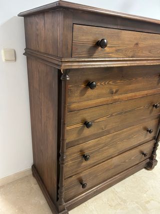 Cómoda antigua madera maciza 6 cajones