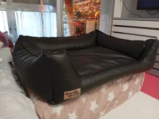 Cama sofá perro piel sintética negra