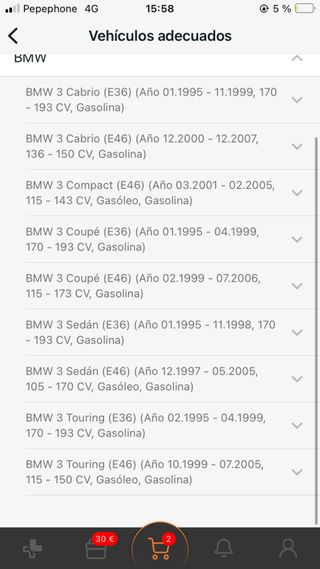 Discos de freno traseros Bmw E46 E36