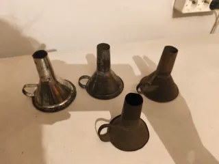 Lote 4 embudos latón vintage