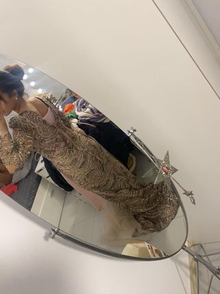 Vestido fiesta gitana beige y dorado  OFERTA!!