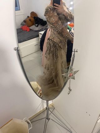 Vestido fiesta gitana beige y dorado  OFERTA!!