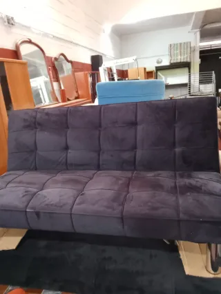 Sofá Cama Libro Terciopelo Negro/Azul