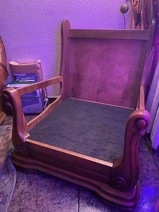 Sofá 3 plazas + 2 tresillos de piel / madera