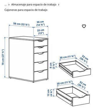 Cajonera IKEA ALEX Blanca 5 Cajones