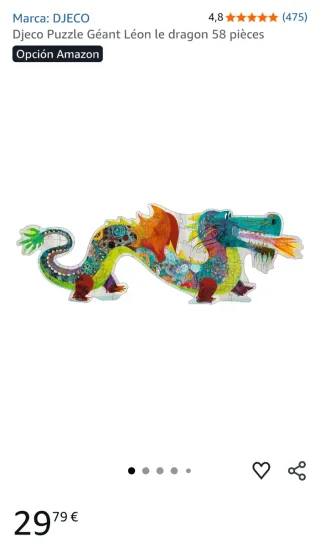 Puzzle Djeco  XL 58 piezas Dragón León