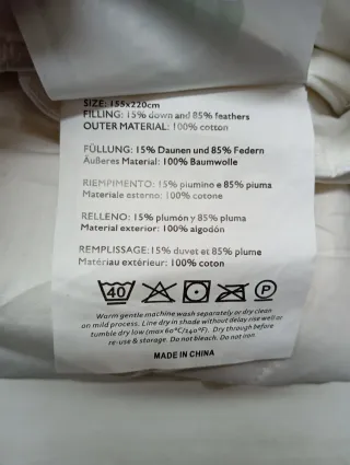 Edredón de plumas cama 90