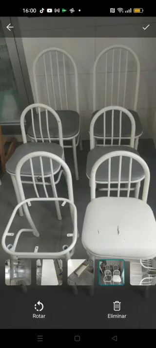 Mesa de cocina de 110 cm con dos  alas. 6 silllas