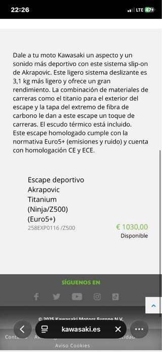 Escape Akrapovic Titanio Fibra Carbono