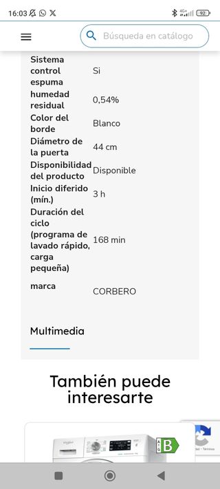 Lavadora Corberó CLT8BL1424