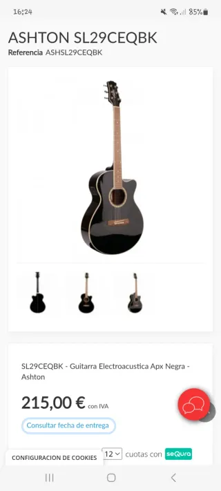 Guitarra Electroacústica Ashton Fishman SL29CEQ