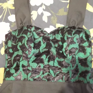 Vestido corto fiesta verde y negro