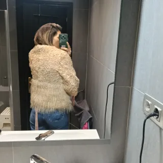 Abrigo de pelo natural beige