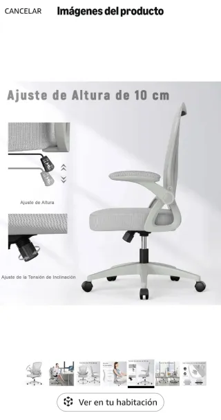 Silla de oficina gris y blanca