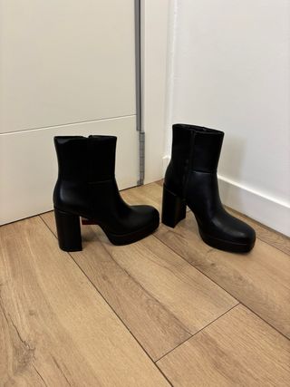 Botines negros fiesta plataforma tacón