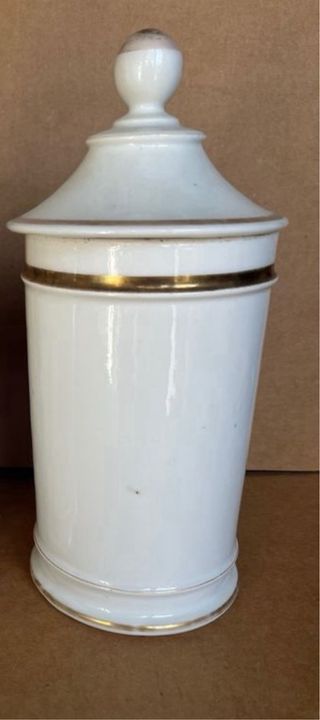 Frasco Farmacia albarelo Ung. Rosar Blanco Dorado