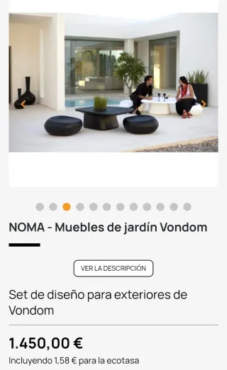 Mesa y Sillas Jardín Vondom Noma