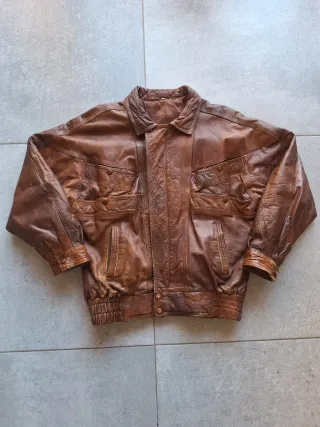 Cazadora Cuero Vintage Marrón Talla M