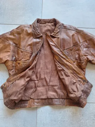 Cazadora Cuero Vintage Marrón Talla M