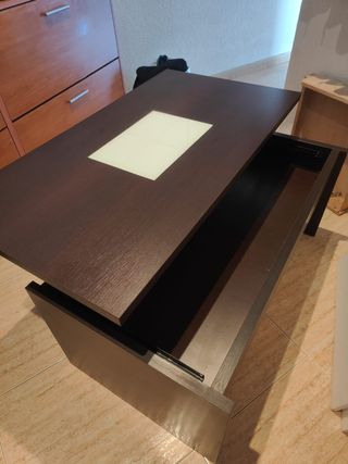 Mesa ratona madera y cristal abatible