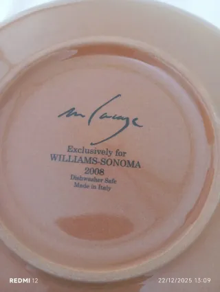 Piatto vintage ceramica decorato Williams Sonoma