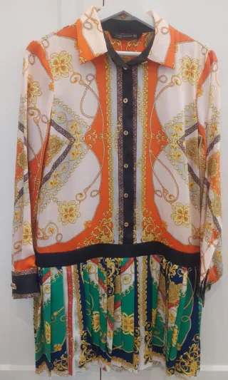 Vestido Zara Patchwork Cadenas Talla XS