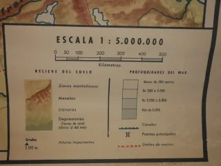Mapa físico Europa 1960 Vintage