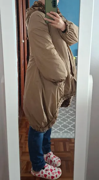 Casaco/Parka reversível castanho e rosa tam M