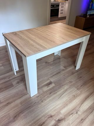 Mesa comedor extensible madera y blanca