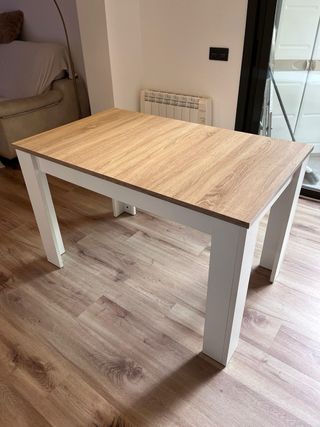 Mesa comedor extensible madera y blanca