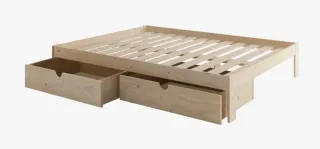 Cama matrimonio pino LUFE con cajones