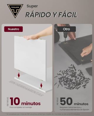 VASAGLE Mesita de noche Montaje sin Herramientas