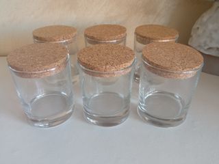 Set 6 botes cristal con tapa corcho
