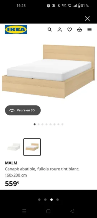 Canapé 140cm Roble MALM IKEA