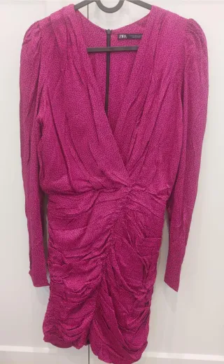 Vestido Zara satinado estampado lunares