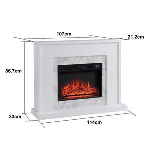 Chimenea eléctrica y moldura de acero y cristal negra/blanca, 58,4 x 12, 8 x 43 ,5 cm | Lavalette