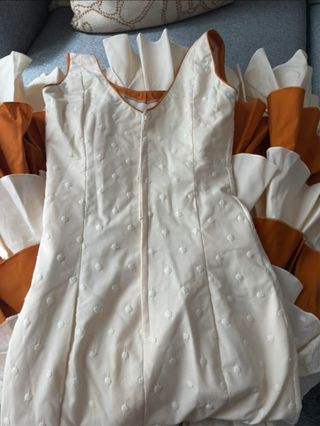 Traje de flamenca niña blanco y marrón