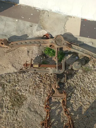 Balanza antigua para pesar botas de vino