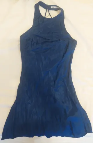Vestido Zara satén cadena espalda joya XS