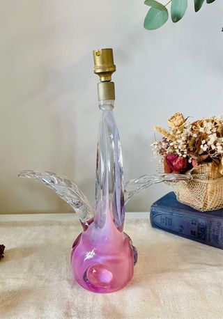 Pie de lámpara cristal francés vintage rosa