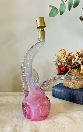 Pie de lámpara cristal francés vintage rosa