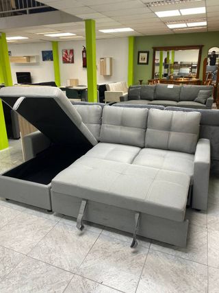 Sofá Cama Chaise Longue Gris 3 Plazas