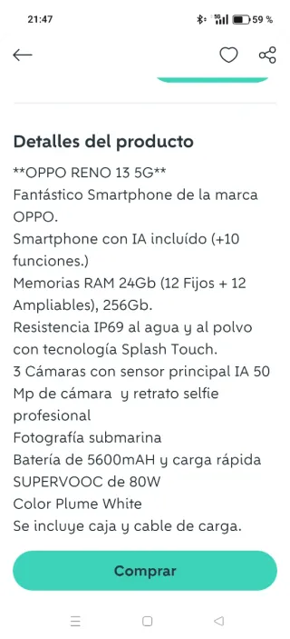 Oppo Reno 13 5G Negro