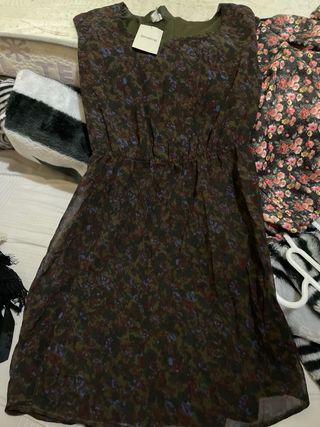 Vestido estampado floral verde S