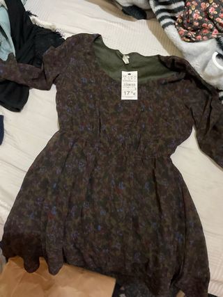 Vestido estampado floral verde S