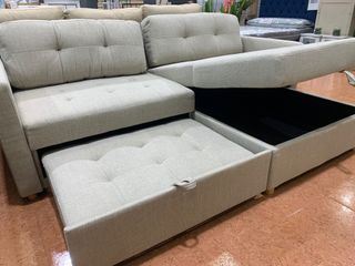 Sofá Cama Chaise Longue Beige 200cm