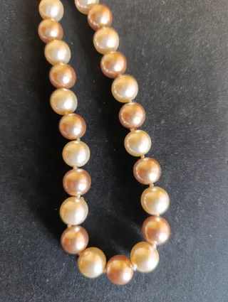 Conjunto Collar y Pulsera Perlas Beige Dorado