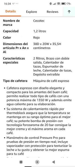 Cafetera Cecotec Cafelizzia 790 Roja