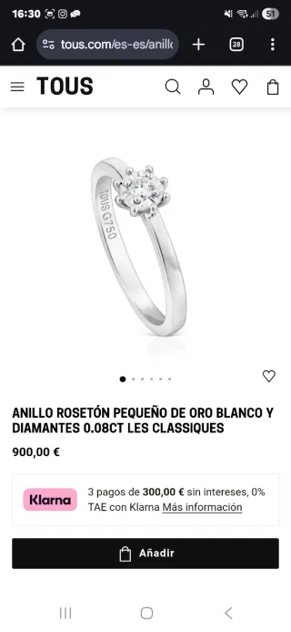 Anillo Tous Oro Blanco Diamantes 0,08ct