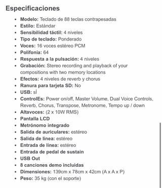 Piano Digital Gear4music DP-6 + Banqueta